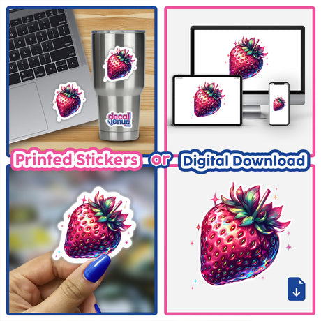 Strawberry-themed artwork available as vinyl stickers or digital art, showcasing a unique design from Decal Venue, known for distinct vinyl stickers and creative digital pieces.
