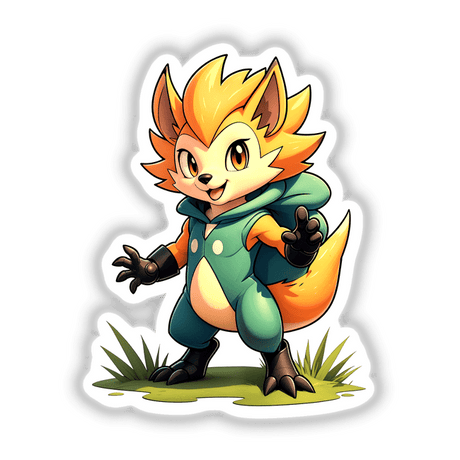 Furry Fighter - Spike Fury The Hedgehog depicted as a cartoon fox in a hoodie, with raised finger and visible feet. Available as stickers or digital artwork from Decal Venue.