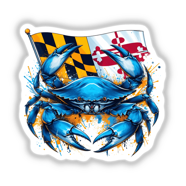 Blue Crab with Maryland Flag Digital Artwork