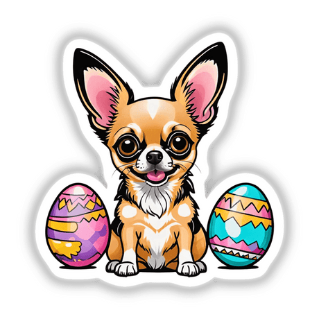 Chihuahua with Easter eggs