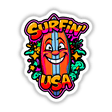 a sticker of a surfboard with the words surfin usa