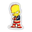 A Funny Guy With An American Flag Outfit features a cartoon character with crossed arms, large head, and flag-themed attire, available as stickers or digital artwork from Decal Venue.
