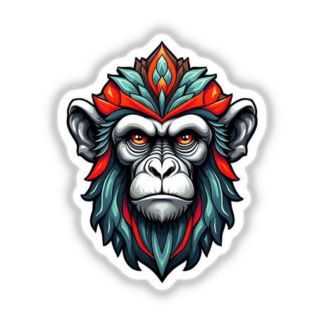 Cartoon image titled A Cool Monkey King, featuring a stylized monkey with distinctive eyes. Available as stickers or digital artwork from Decal Venue.
