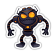 Cartoon of an Angry Robot with prominent eyes, available as a sticker pack or single stickers, embodying Decal Venue's unique sticker and digital art style.