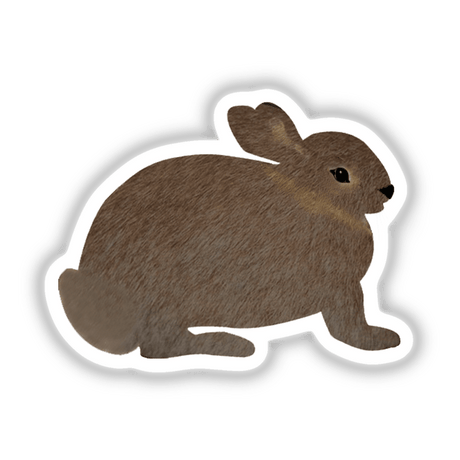Brown bunny rabbit illustration with a white border, available as a unique sticker or digital artwork from Decal Venue, capturing the playful essence of a cartoon-style domestic rabbit's face.