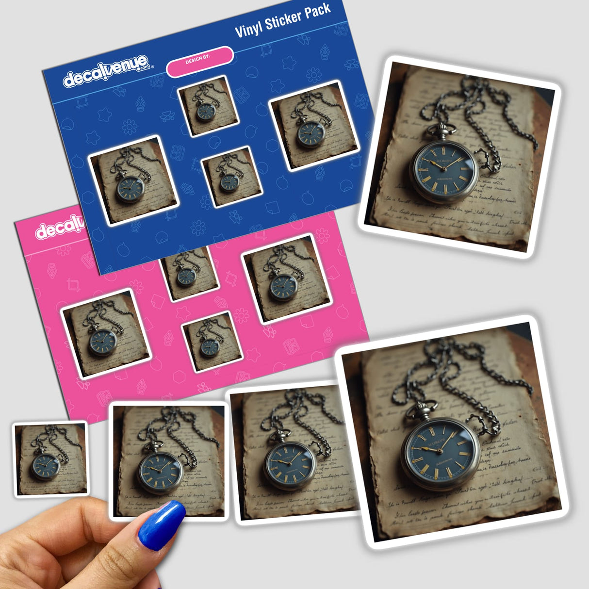 Hand holding a Pocket Watch and Chain Dark Academia Sticker or Clipart with Commercial Rights Download.
