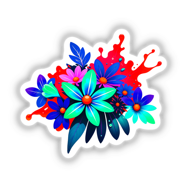 Colorful Spring Flowers design featuring vibrant floral arrangements, available as stickers or digital artwork, showcasing intricate details and creativity, perfect for enhancing your space with nature-inspired art.