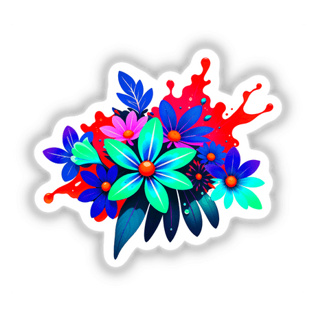 Colorful Spring Flowers design featuring vibrant floral arrangements, available as stickers or digital artwork, showcasing intricate details and creativity, perfect for enhancing your space with nature-inspired art.