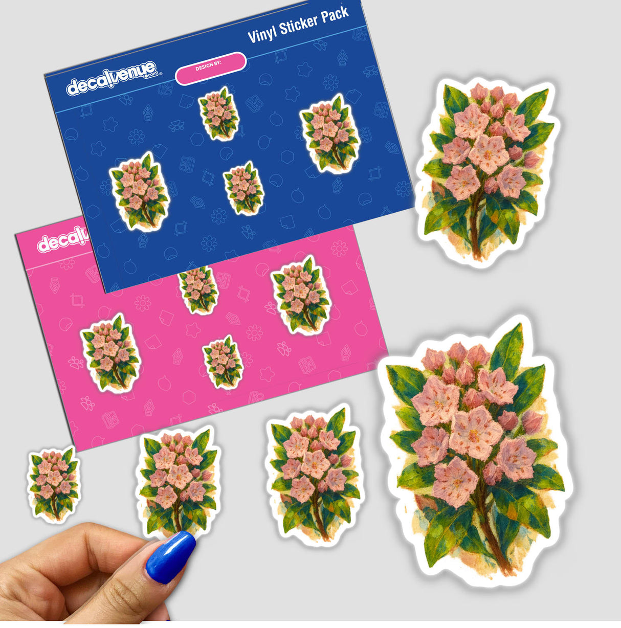 Connecticut State Flower Sticker or Clipart with Commercial Rights - Mountain Laurel Artwork, showcasing intricate floral designs available as both stickers and digital artwork, reflecting Decal Venue's unique vinyl art collection.