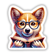 a dog with glasses is reading a book