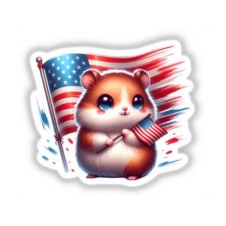 Patriotic Hamster Holding American Flag
