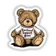 Plush teddy bear in Emotional Support Bear t-shirt, whimsical digital art
