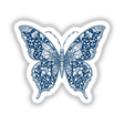 Chinoiserie Butterfly: A detailed depiction of a blue and white butterfly, available as stickers or digital artwork, showcasing intricate wing patterns typical of Decal Venue's unique offerings.