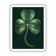Golden Vein Shamrock sticker features a lush green four-leaf clover with elegant gold accents, capturing the intricate design and artistic flair, available at Decal Venue for unique vinyl stickers and digital art.