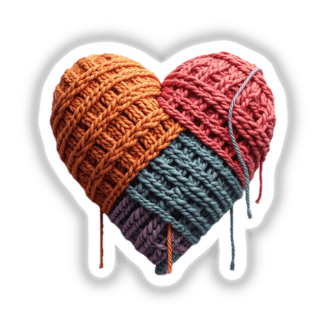 Knitted Yarn Heart featuring intricately arranged yarn strands forming a heart shape. Available as unique stickers or digital artwork, capturing the essence of Decal Venue's distinctive collection.