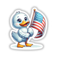 Duck Holding American Flag