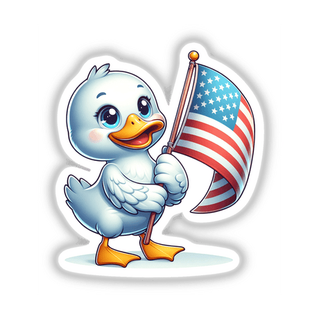 Duck Holding American Flag