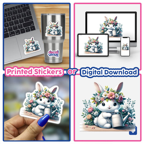 Cute Bunny Holding Watering Can