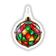 Christmas Ornament Stained Glass Style: Intricately crafted glass ornament with a golden wire detail, offered as a unique sticker or digital artwork by Decal Venue.