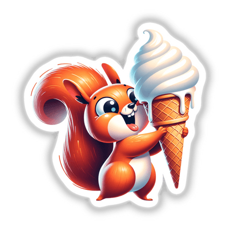 Happy Squirrel Holding Giant Ice Cream Cone