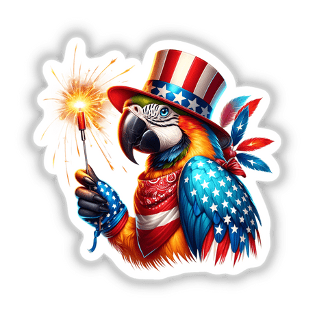 Macaw Bird Holding Sparkler 4th of July
