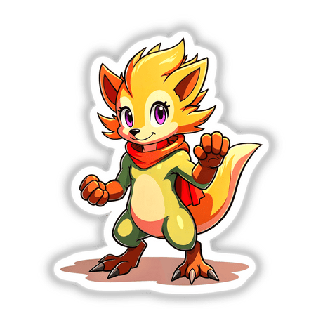 Furry Fighter - Happy Haze The Hedgehog cartoon illustration, featuring a dynamic fox character, available as unique vinyl stickers or digital artwork from Decal Venue.