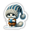 Adorable Ragdoll Cat Gnome Holding Ball of Yarn in Sticker Format