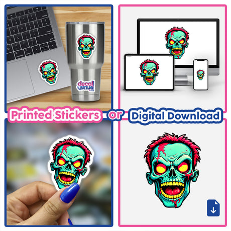 A Cool Neon Punk Zombie Skull