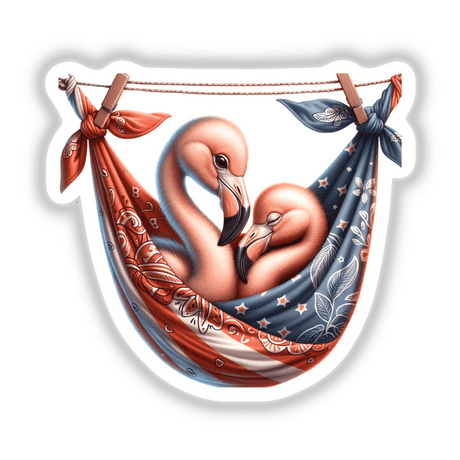 Cute Flamingos in Bandana Hammock