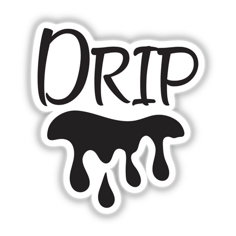 Drip -in black logo featuring a stylized 'R' and cow silhouette, available as stickers or digital artwork, reflecting Decal Venue's unique graphic design offerings.