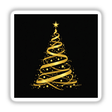 Gold Ribbon Christmas Tree design featuring a stylized golden tree with stars, available as unique stickers or digital artwork, reflecting Decal Venue's creative and festive product offerings.