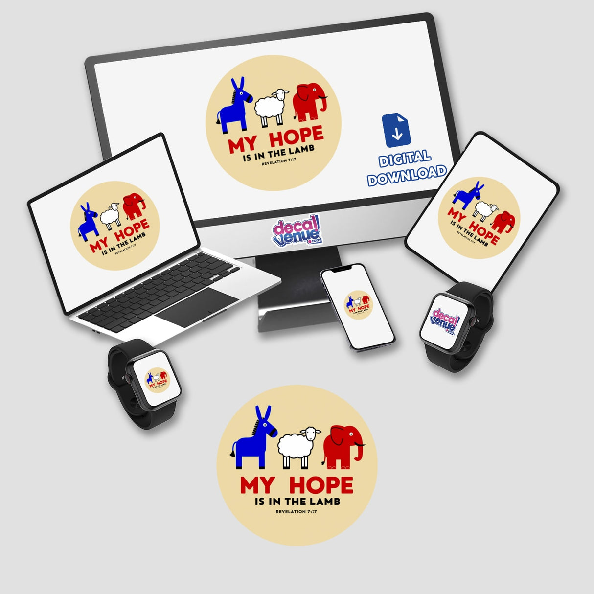 My Hope Is In The Lamb Clipart - Cute Animal Design with Revelation 7:17 - Stickers or Commercial Use Download