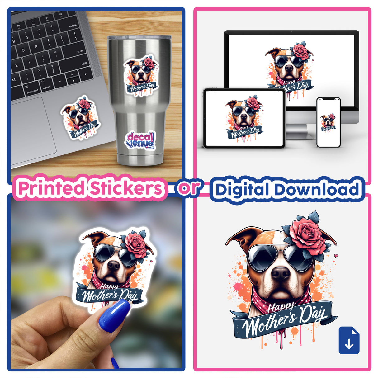 Mothers Day Splatter Pitbull Dog