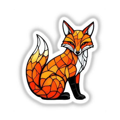 Sly Fox Stained Glass Style design, featuring a fox's head in stained glass form. Available as unique stickers or digital artwork, capturing the essence of artistry and animal charm.