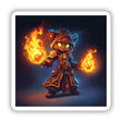 Fire Mage with Summoned Flame Elemental: Cartoon character holding fire in both hands, available as stickers or digital artwork.
