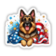 Patriotic German Shepherd Dog Draped in American Flag