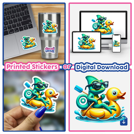 Chameleon on a Rubber Duck Shaped Pool Float