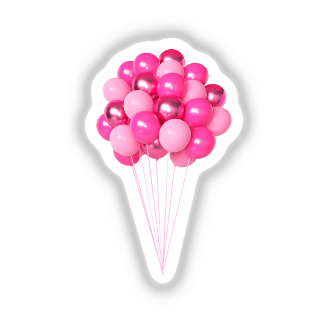 Vibrant pink helium balloons floating together in a bouquet, creating a cheerful and festive image.