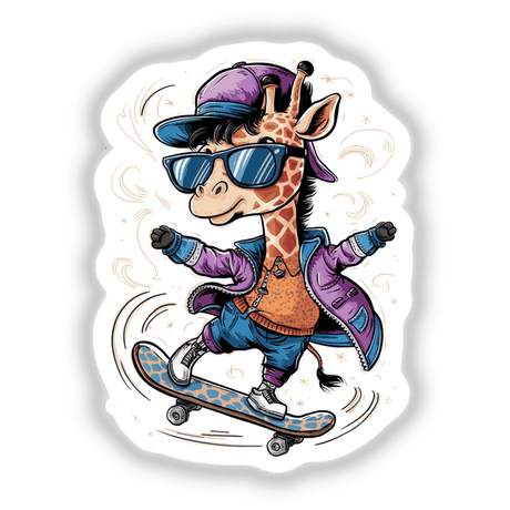 Giraffe Wearing Sunglasses Skateboarding
