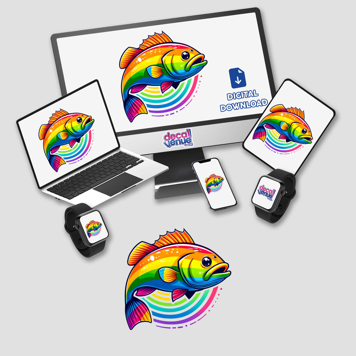 Bass Fish Colorful Rainbow Pride