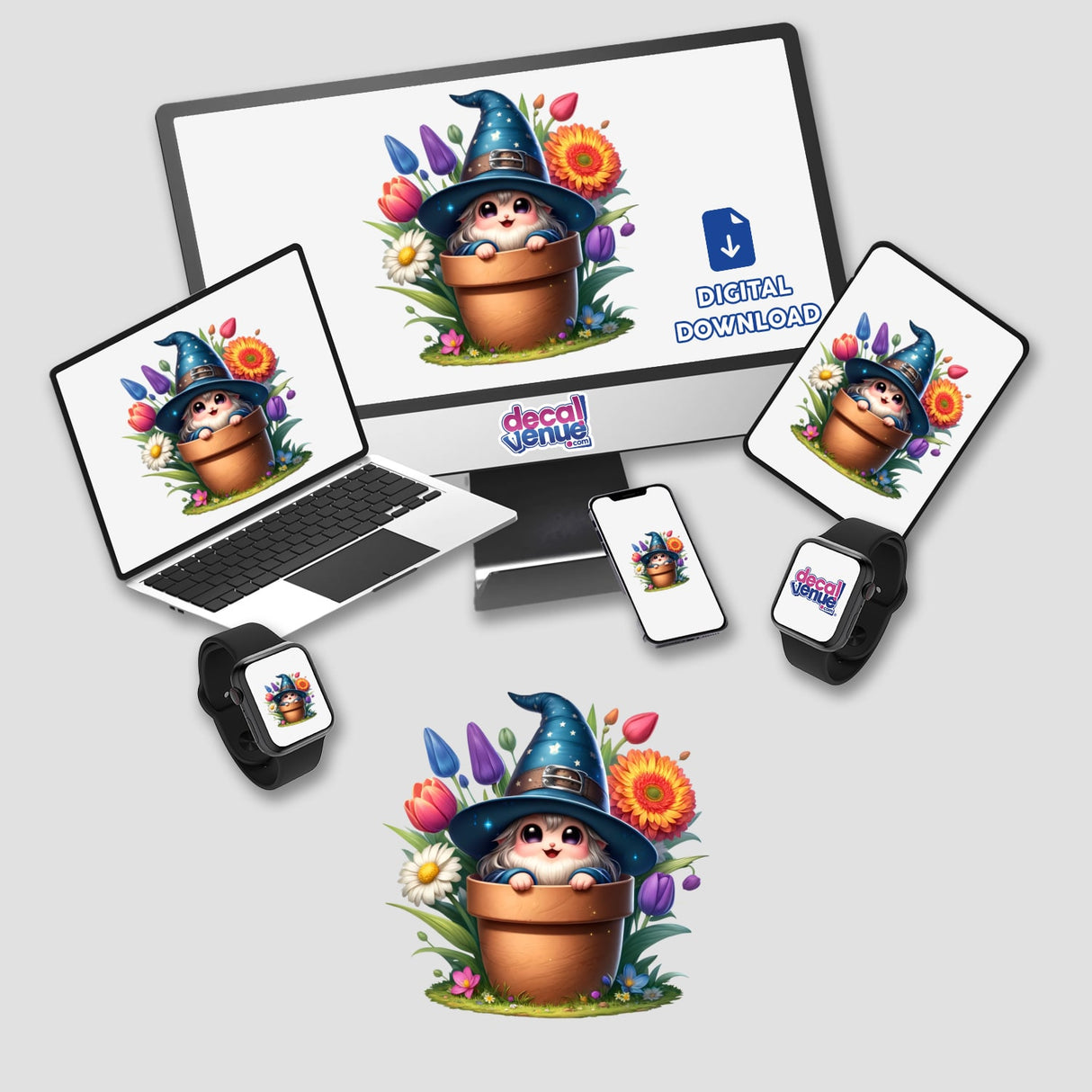 Wizard Peeking Out of Flower Pot