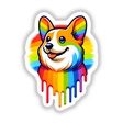 Corgi Dog Rainbow Colors Dripping Pride