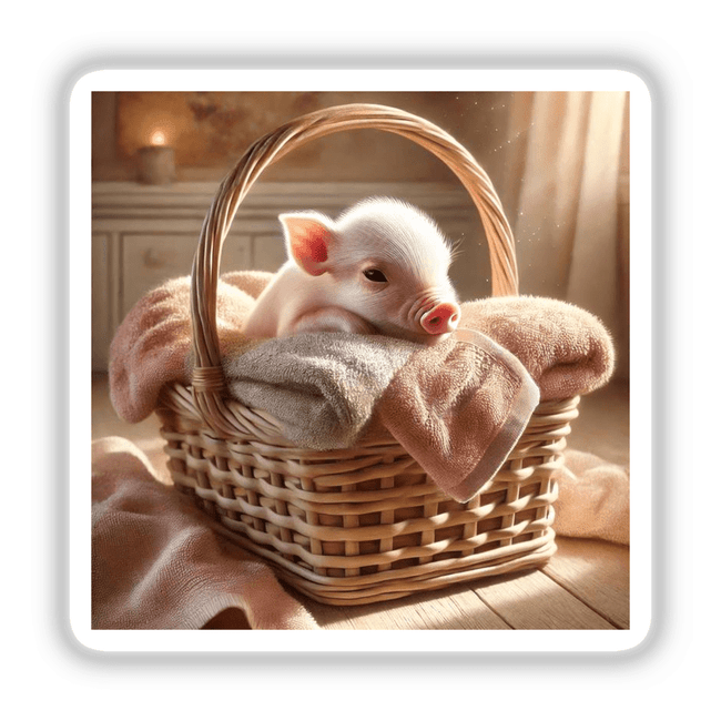 Piglet in Basket of Soft Towels
