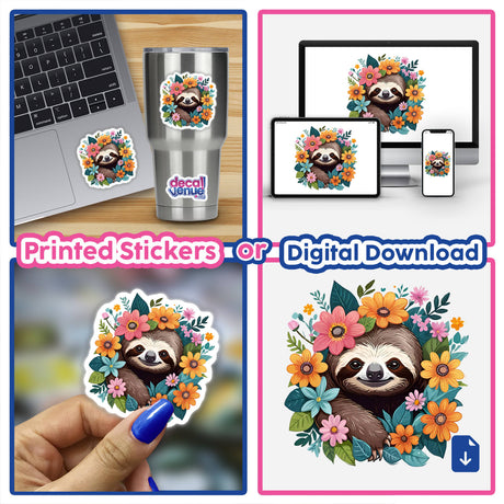 Sloth Portrait Floral Accents PA53