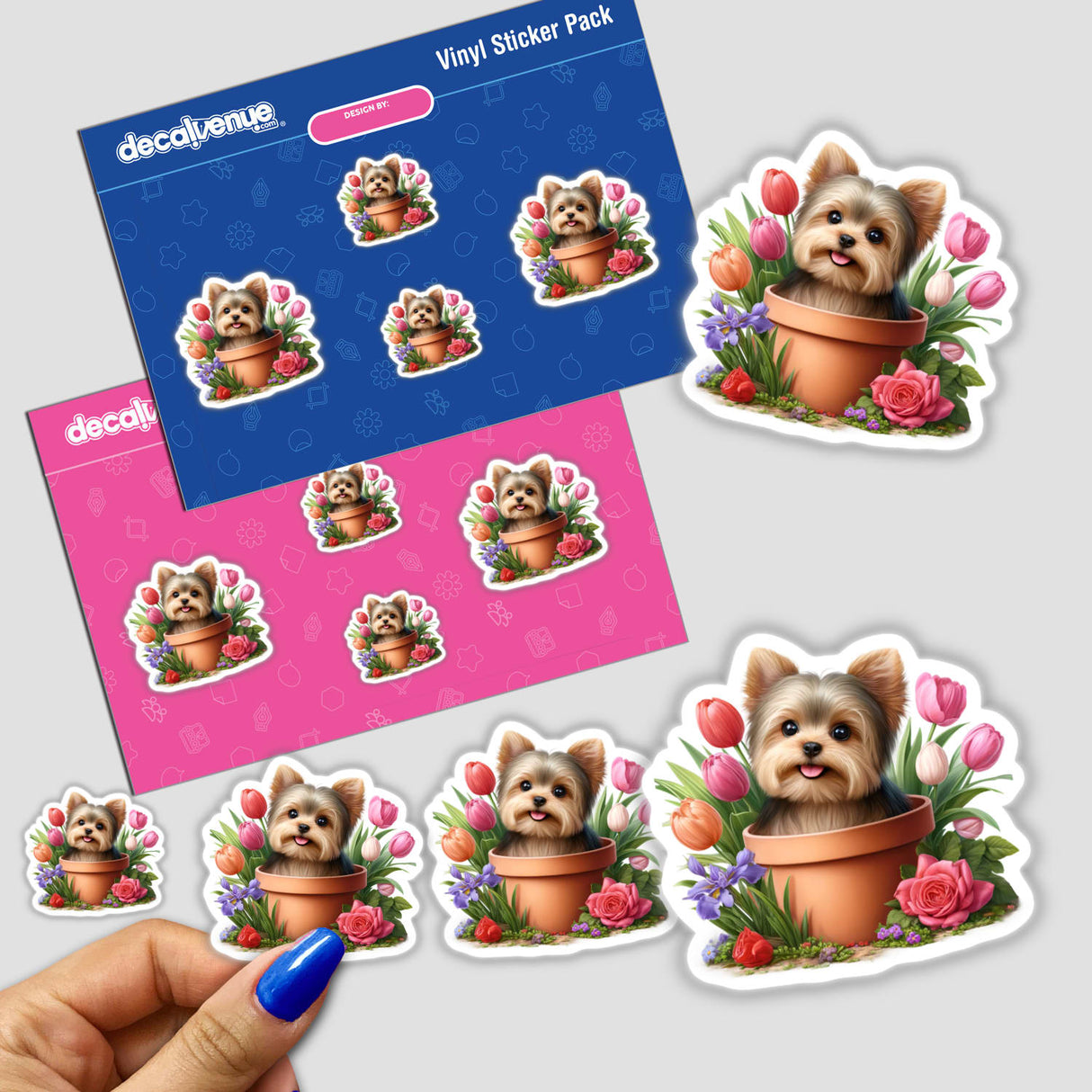 Yorkie Dog Peeking Out of Flower Pot
