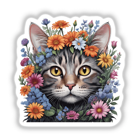 Cat Portrait Floral Accents PA55