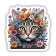 Cat Portrait Floral Accents PA55