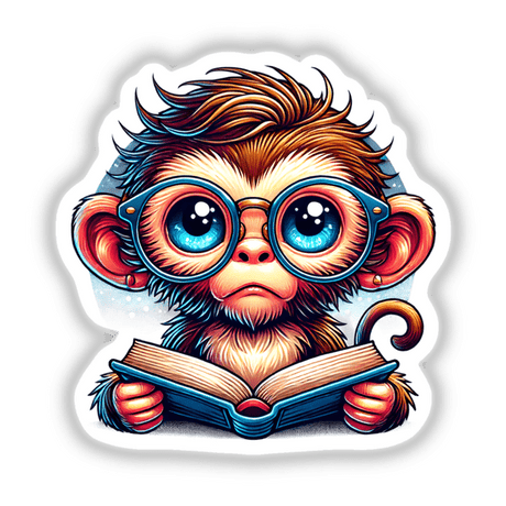 Monkey With Reading Glasses Open Book