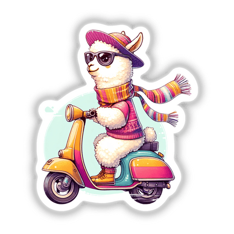 Stylish Llama Riding a Scooter