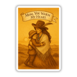 Boho Mystical Western Mother’s Day Sticker and Clipart titled Golden Horizon Hug featuring a woman and child embracing in a stylized, artistic illustration available as stickers or digital artwork.